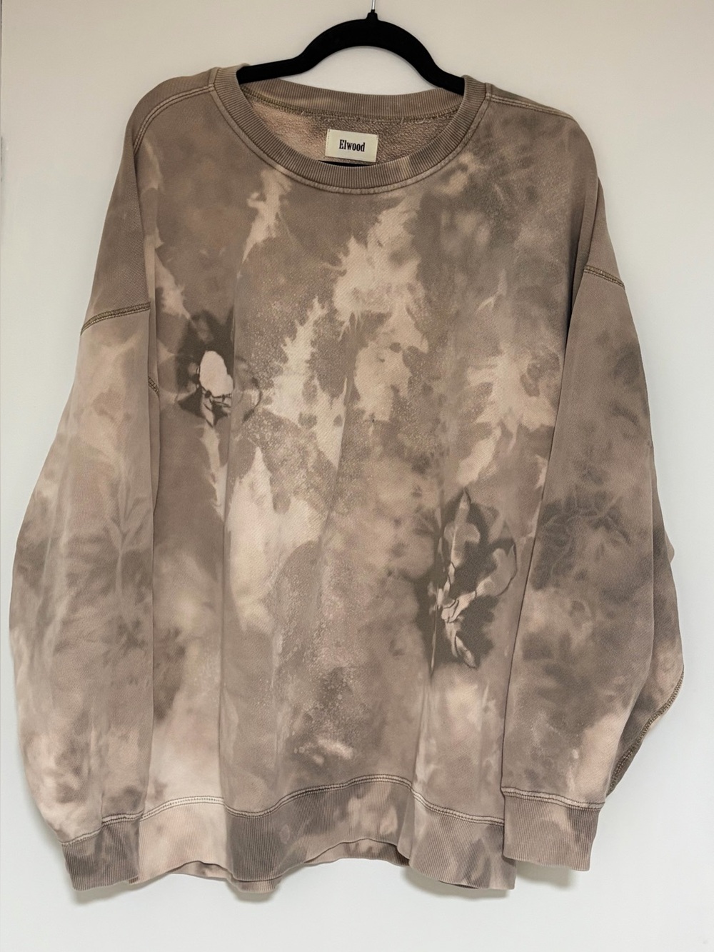Elwood Tan Tie Dye Oversized Crewneck Sweatshirt Size Large